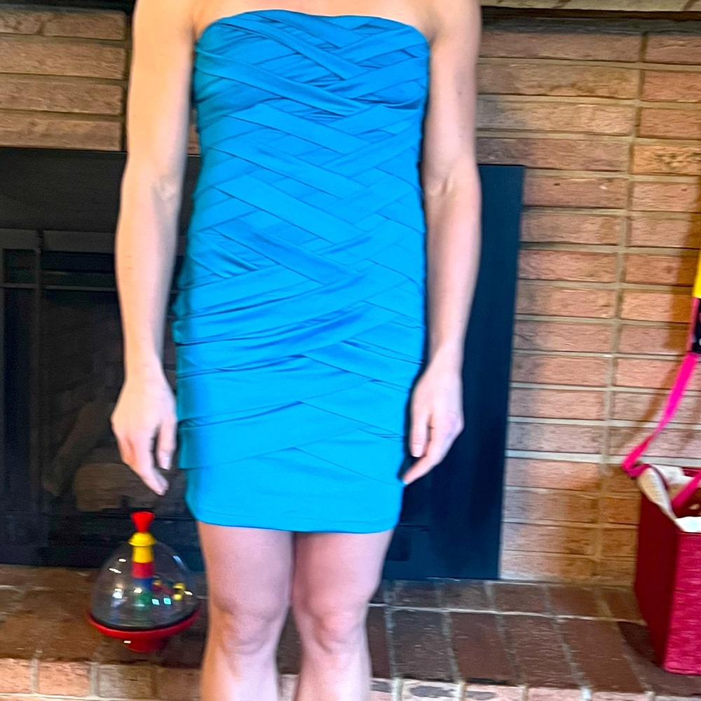 Nikibiki Dress - Teal strapless body con